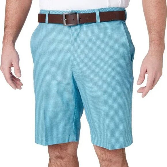 New Walter Hagen Flat Front Stretch Houndstooth Blue Printed Golf Shorts P4595 - Picture 1 of 9